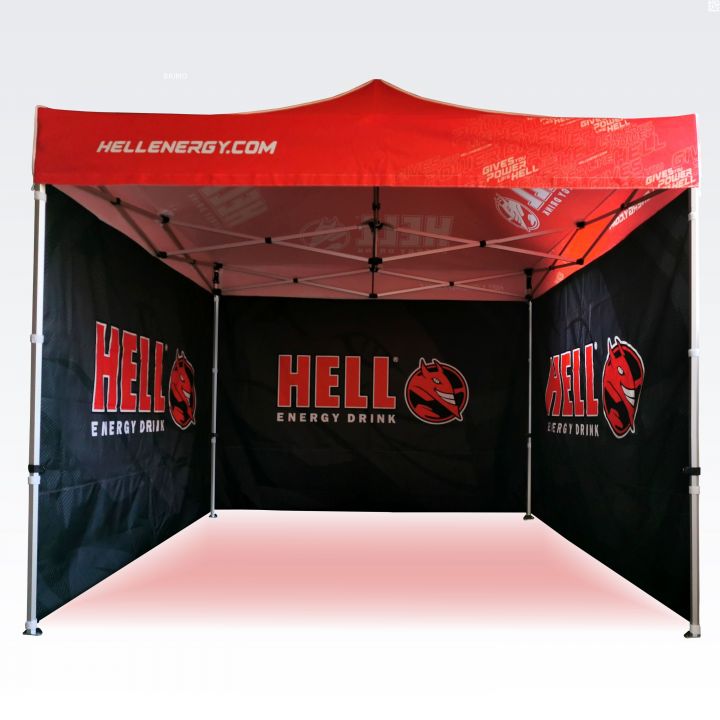 Ett slitstarkt partytält med skyddande tak mot vinden