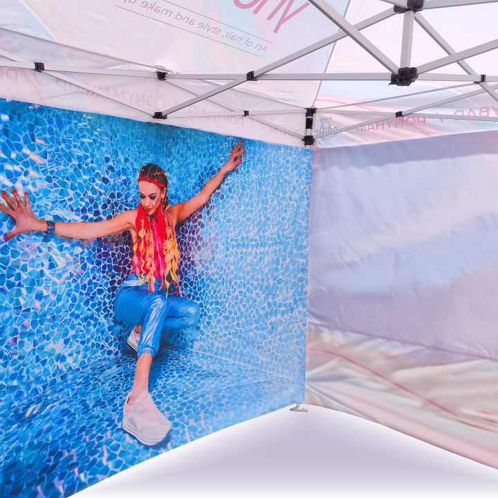 Slitstarkt partytält för sommarevenemang med flexibel stomme