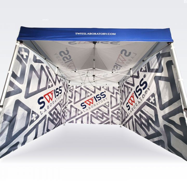 Vattentätt hopfällbart tält med sidoväggar för att skydda mot regn