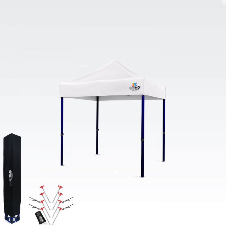 Vit vit partytält 2x2m Brimo med stålram, perfekt för catering och trädgården.