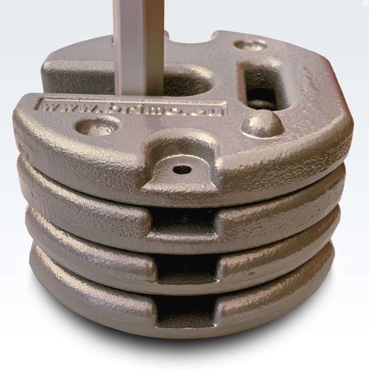 Set med 4 stycken grå stålvikter för tält